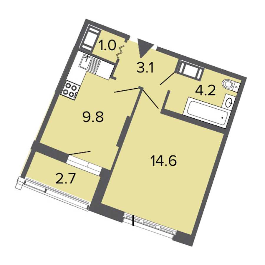 Однокомнатная квартира в : площадь 32.7 м2 , этаж: 14 – купить в Санкт-Петербурге